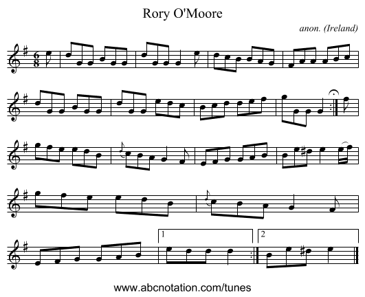 Rory O'Moore - staff notation