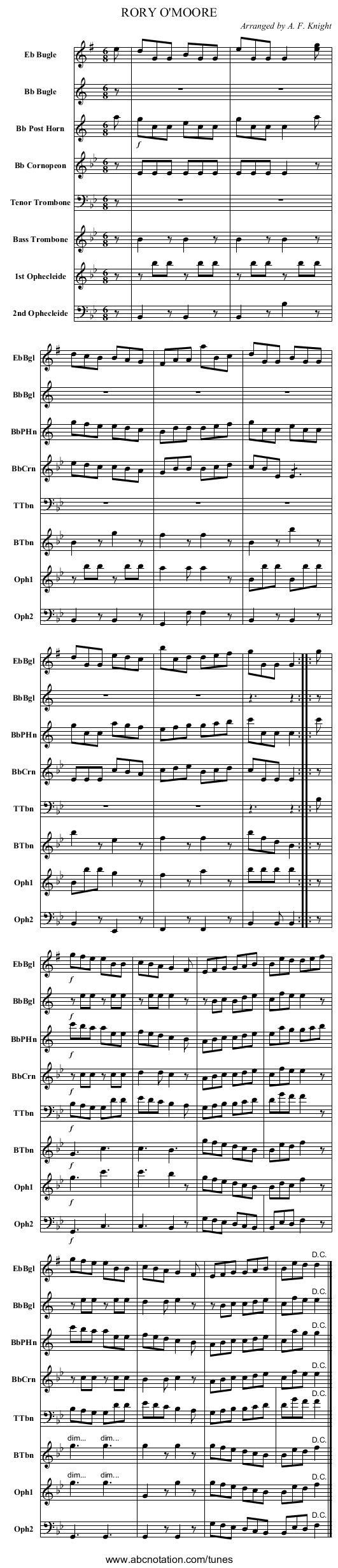 RORY O'MOORE - staff notation