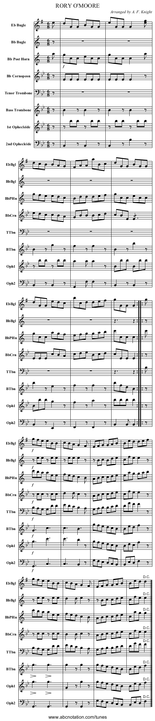 RORY O'MOORE - staff notation