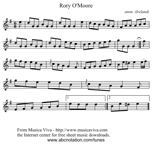 Rory O'Moore - staff notation