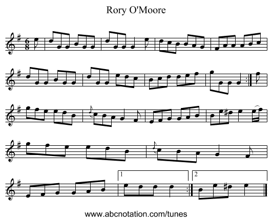 Rory O'Moore - staff notation