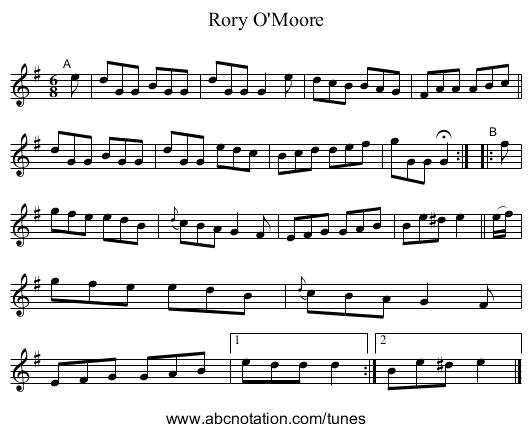 Rory O'Moore - staff notation