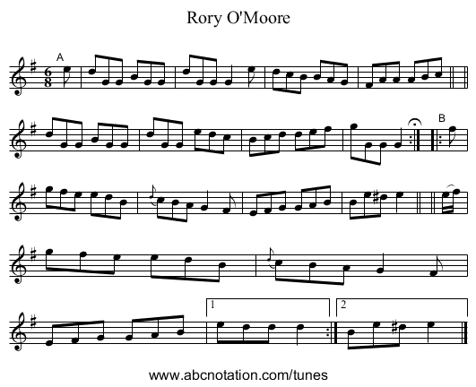 Rory O'Moore - staff notation