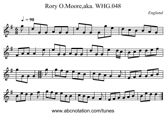 Rory O.Moore,aka. WHG.048 - staff notation