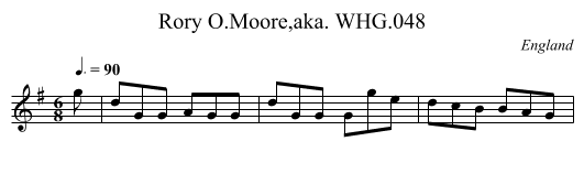 Rory O.Moore,aka. WHG.048 - staff notation