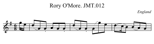 Rory O'More. JMT.012 - staff notation