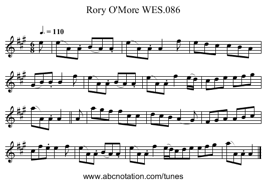 Rory O'More WES.086 - staff notation
