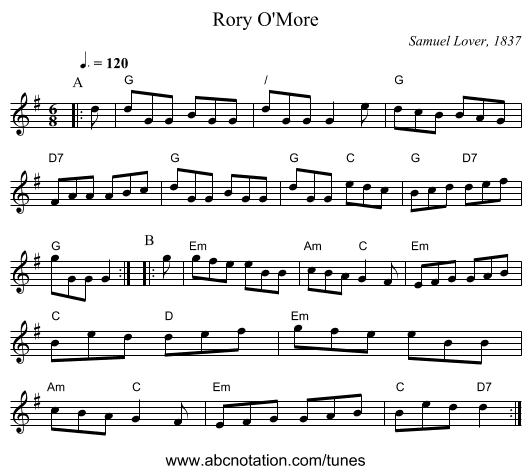 Rory O'More - staff notation