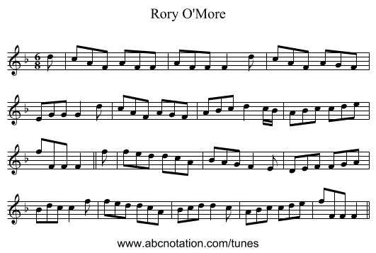 Rory O'More - staff notation