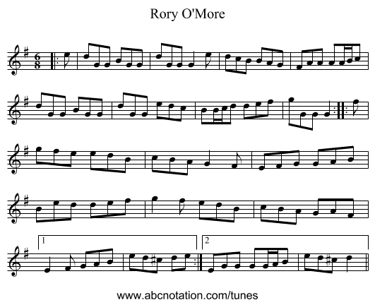 Rory O'More - staff notation