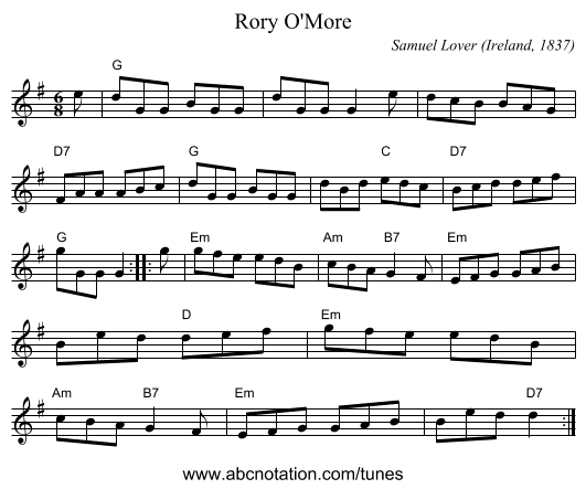 Rory O'More - staff notation