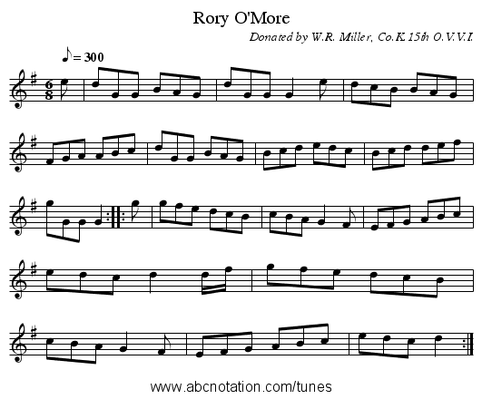 Rory O'More - staff notation