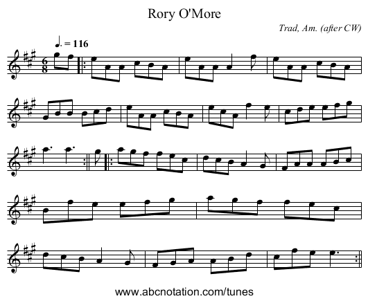 Rory O'More - staff notation