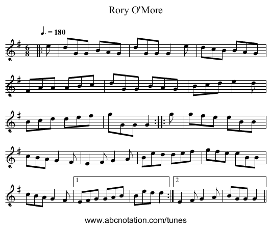 Rory O'More - staff notation