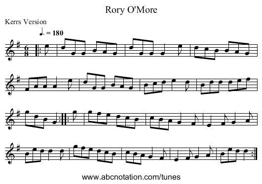 Rory O'More - staff notation