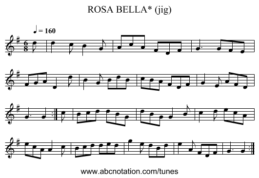 ROSA BELLA* (jig) - staff notation