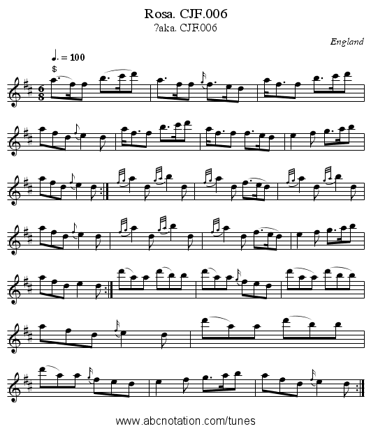 Rosa. CJF.006 - staff notation