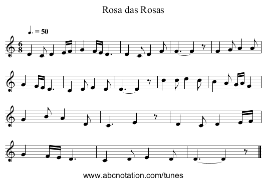 Rosa das Rosas - staff notation