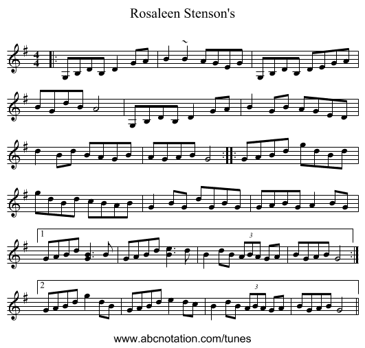 Rosaleen Stenson's - staff notation