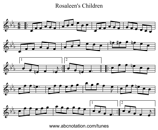 Rosaleen's Children - staff notation