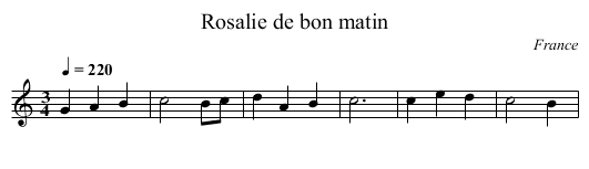 Rosalie de bon matin - staff notation