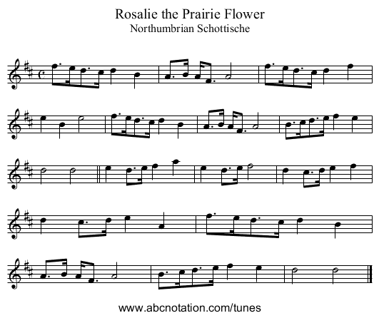 Rosalie the Prairie Flower - staff notation