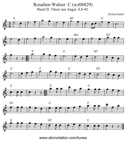 Rosalien-Walzer  C (wz06829) - staff notation