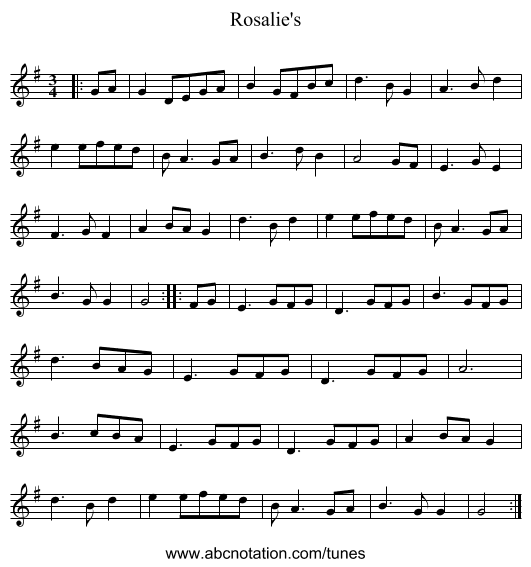 Rosalie's - staff notation