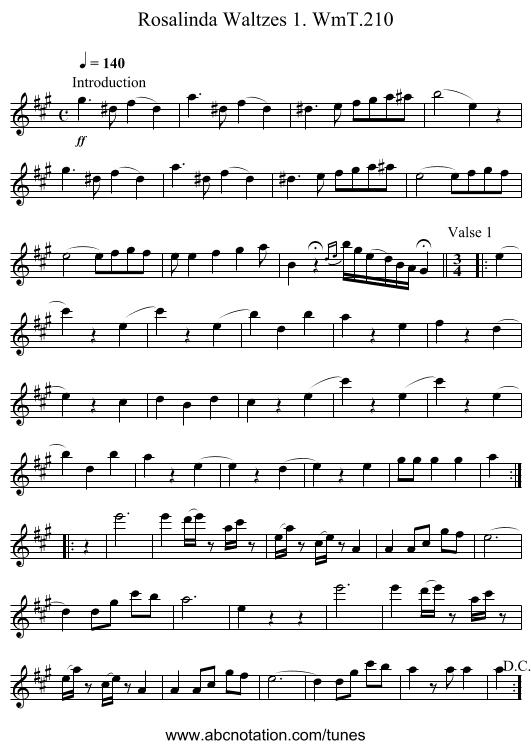 Rosalinda Waltzes 1. WmT.210 - staff notation