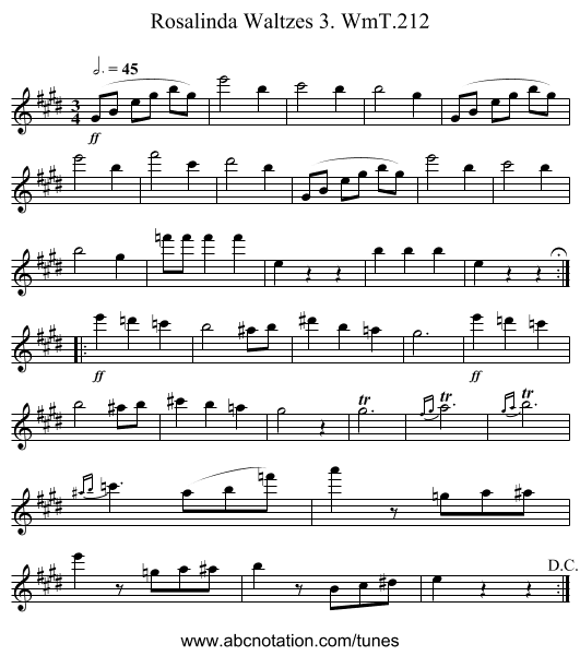 Rosalinda Waltzes 3. WmT.212 - staff notation