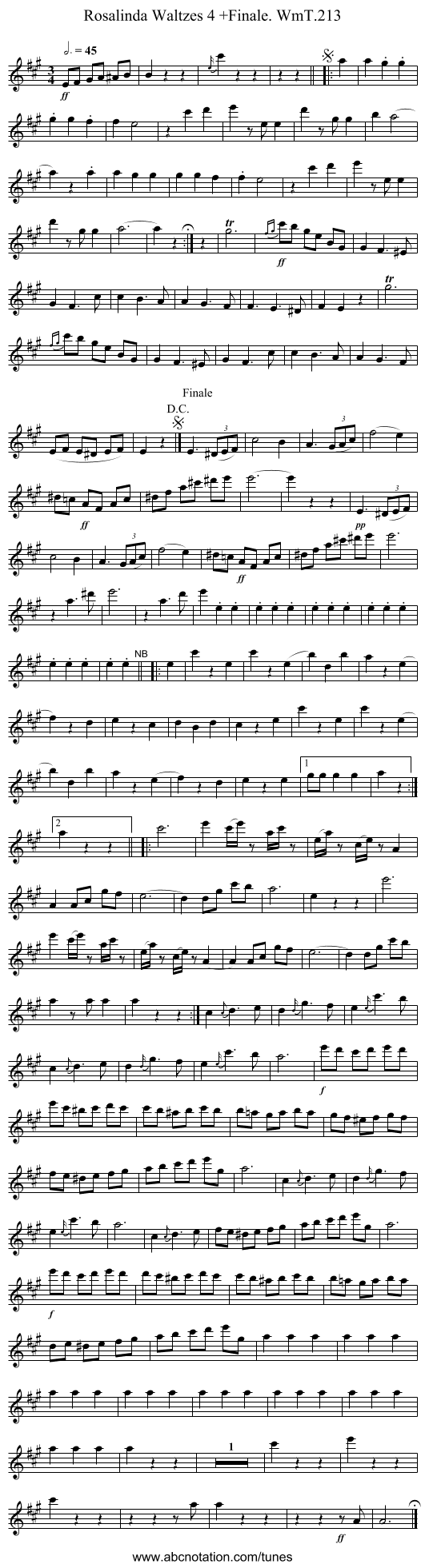Rosalinda Waltzes 4 +Finale. WmT.213 - staff notation