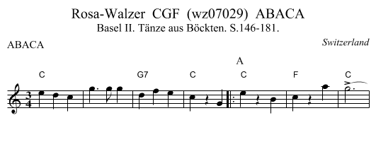 Rosa-Walzer  CGF  (wz07029)  ABACA - staff notation