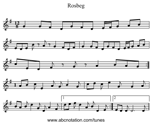Rosbeg - staff notation