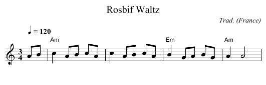 Rosbif Waltz - staff notation