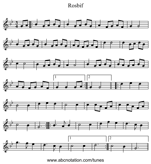 Rosbif - staff notation
