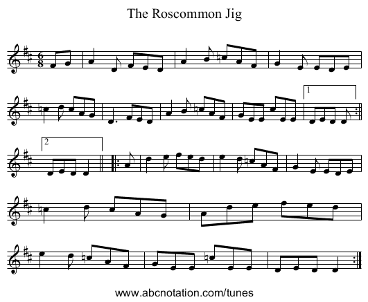 Roscommon Jig, The - staff notation