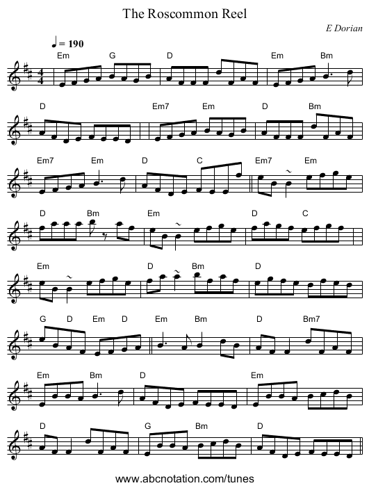 Roscommon Reel, The - staff notation