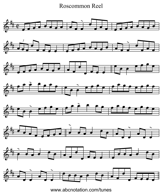 Roscommon Reel - staff notation