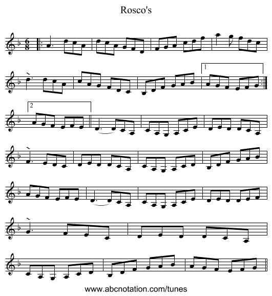 Rosco's - staff notation