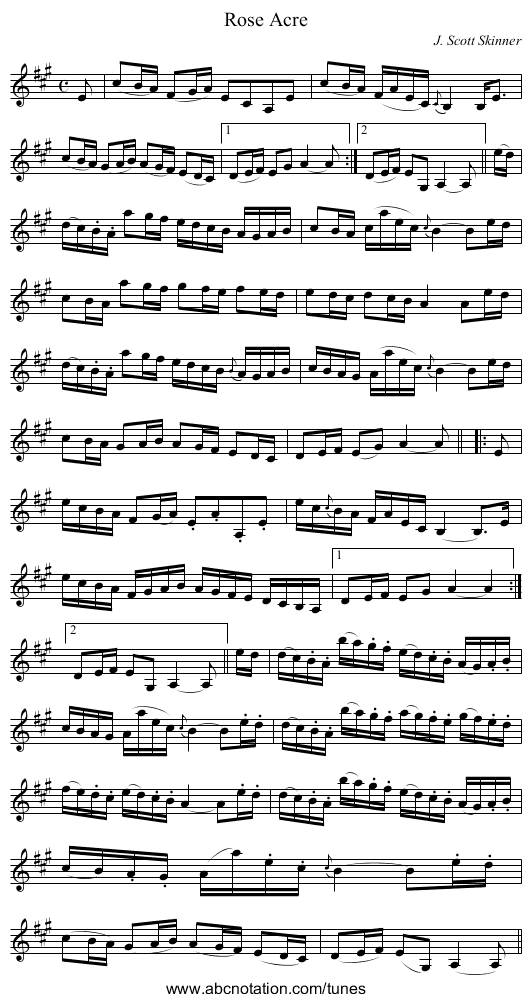 Rose Acre - staff notation