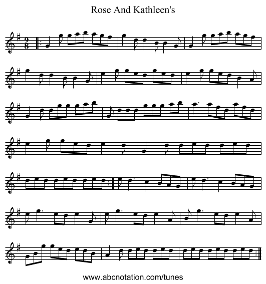 Rose And Kathleen's - staff notation