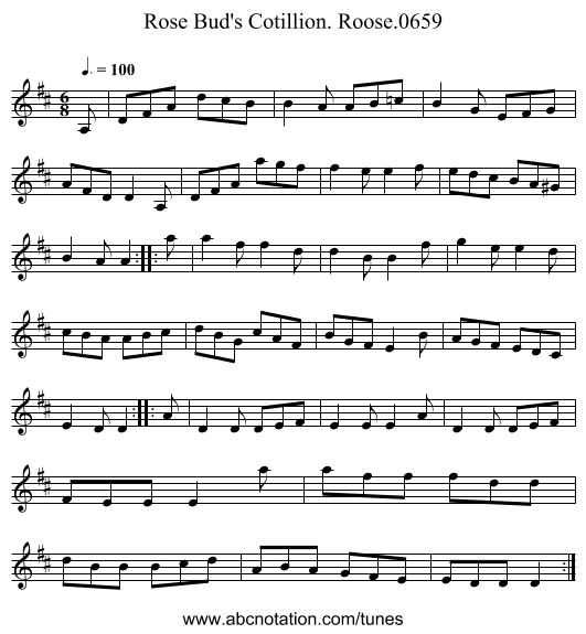 Rose Bud's Cotillion. Roose.0659 - staff notation