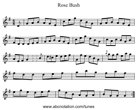 Rose Bush - staff notation