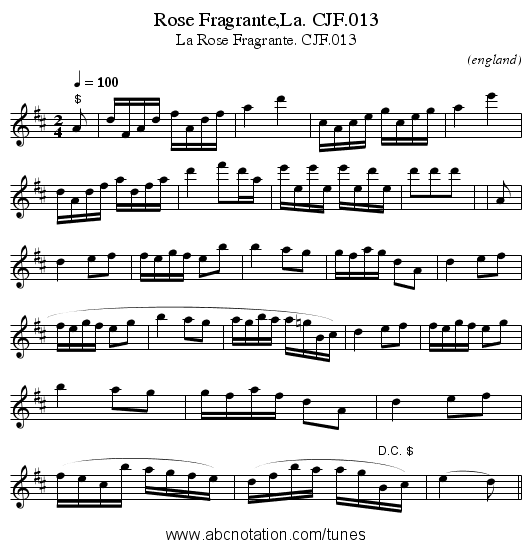 Rose Fragrante,La. CJF.013 - staff notation