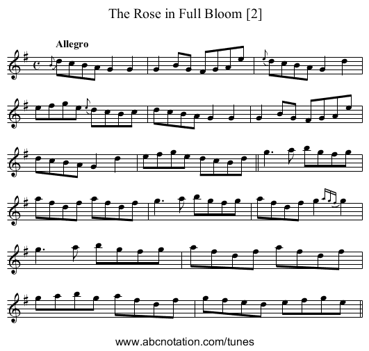 Rose in Full Bloom [2], The - staff notation