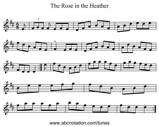 Rose in the Heather, The - staff notation