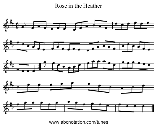 Rose in the Heather - staff notation