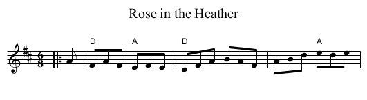 Rose in the Heather - staff notation