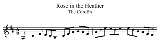 Rose in the Heather - staff notation