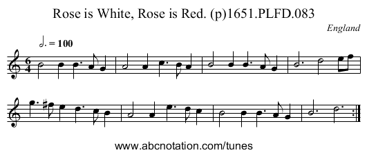 Rose is White, Rose is Red. (p)1651.PLFD.083 - staff notation